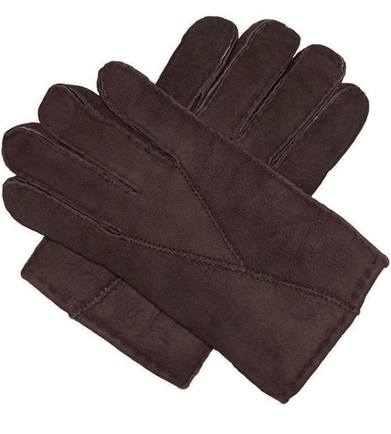 Men's Sheepskin Glove Notched Style with Black Shearling
