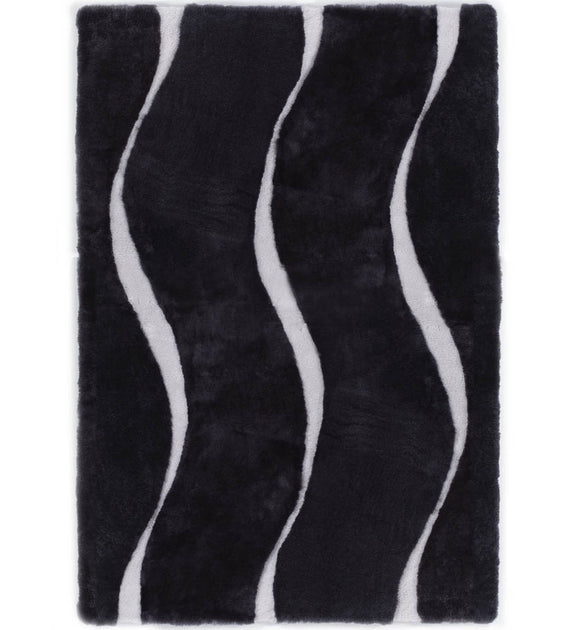 Designer Short Wool Shearling Area Rug Ripples