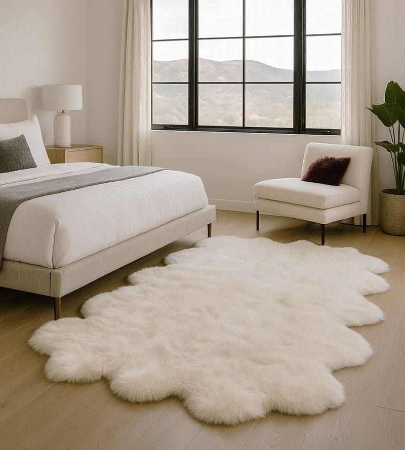 Decto IVORY Sheepskin | Large 10-Pelt Assembled Shearling Area Rug ...
