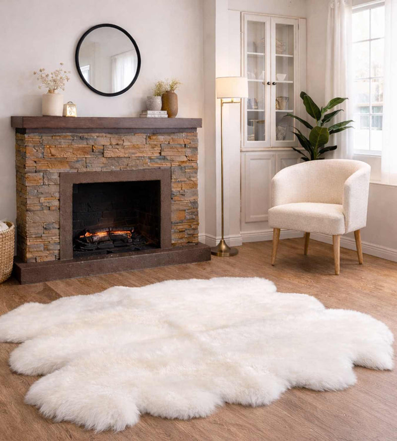 ホワイト　ファーカーペット Sexto IVORY Sheepskin | 6-Pelt Genuine NZ Shearling Area Rug