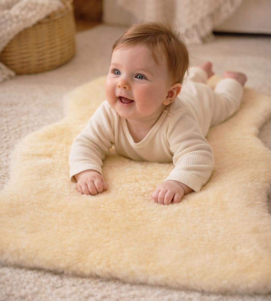 Baby Sheepskin Rug | Short Wool Natural Lambskins For Babies