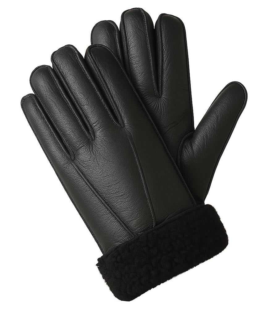 Men's Shearling Gloves | Black Sheepskin & Black Wool | SheepskinShop.com Men's Shearling Gloves | Black Sheepskin & Black Wool | SheepskinShop.com