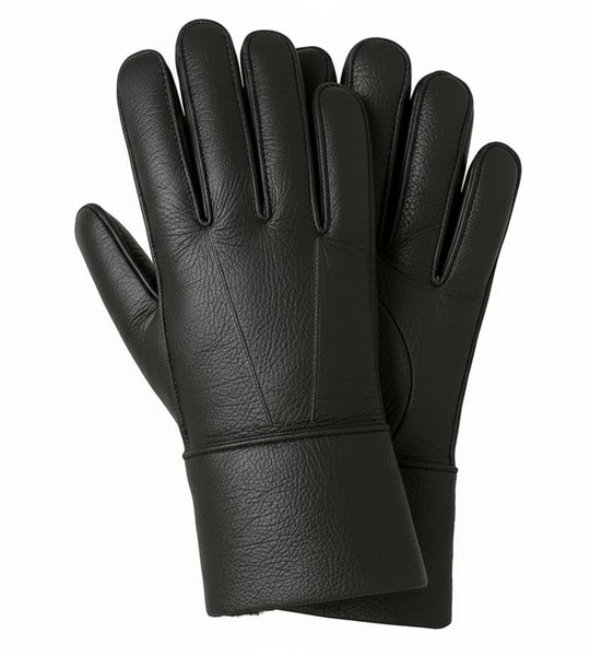 Men's Shearling Gloves | Black Sheepskin & Black Wool