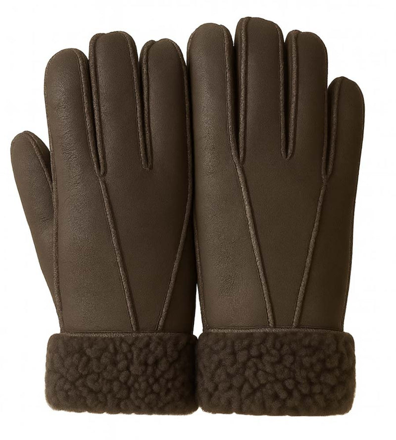 Men's Sheepskin Gloves - Dark Brown