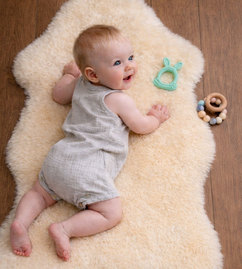 Baby Sheepskin Rug | Short Wool Natural Lambskins For Babies