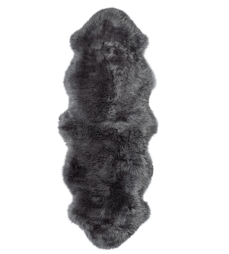 Double CHARCOAL Sheepskin | 2-Pelt Genuine NZ Shearling Rug ...