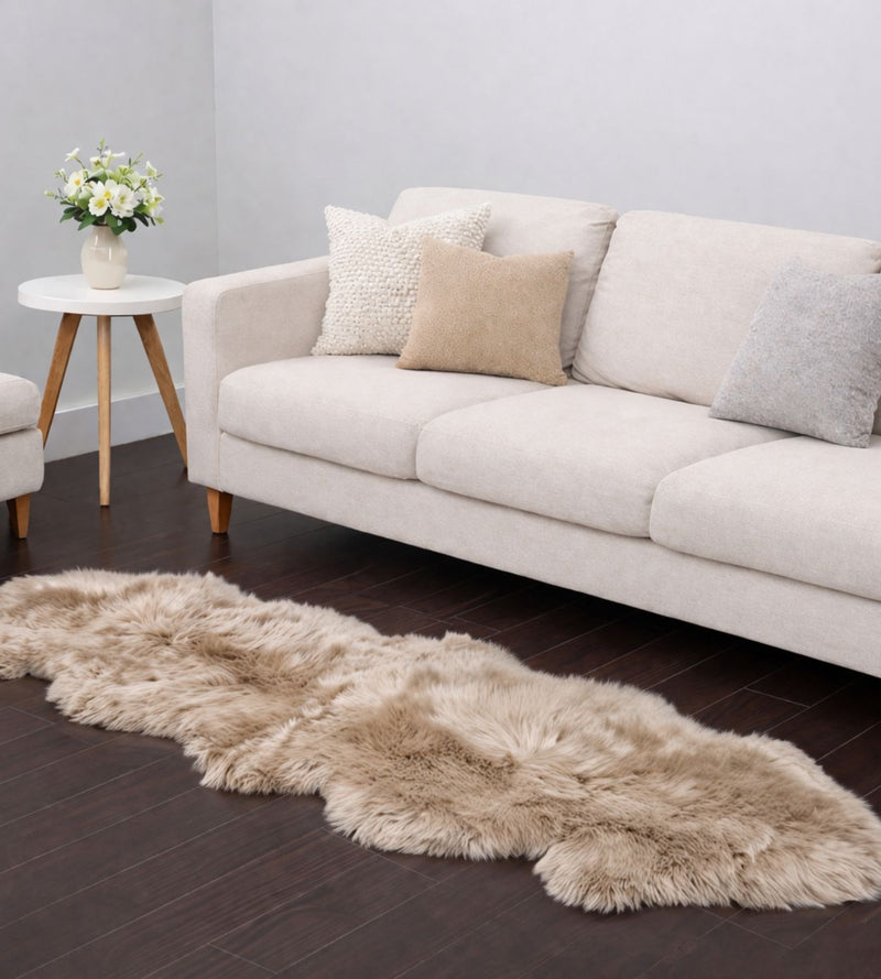 Double TAUPE Sheepskin | 2-Pelt Genuine NZ Shearling Rug