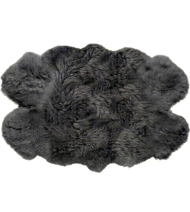 Quad CHARCOAL Sheepskin | 4-Pelt Genuine NZ Shearling Area Rug ...