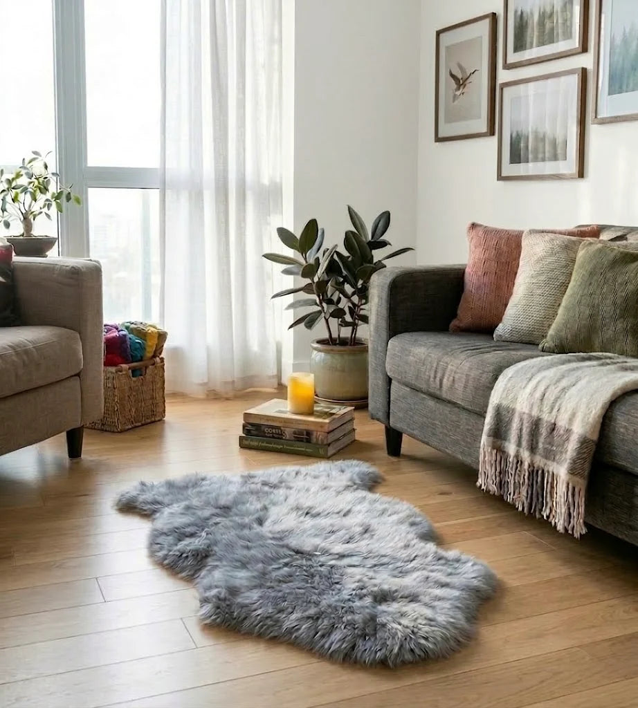 GREY Sheepskin Rug | Single Pelt Genuine NZ Shearling