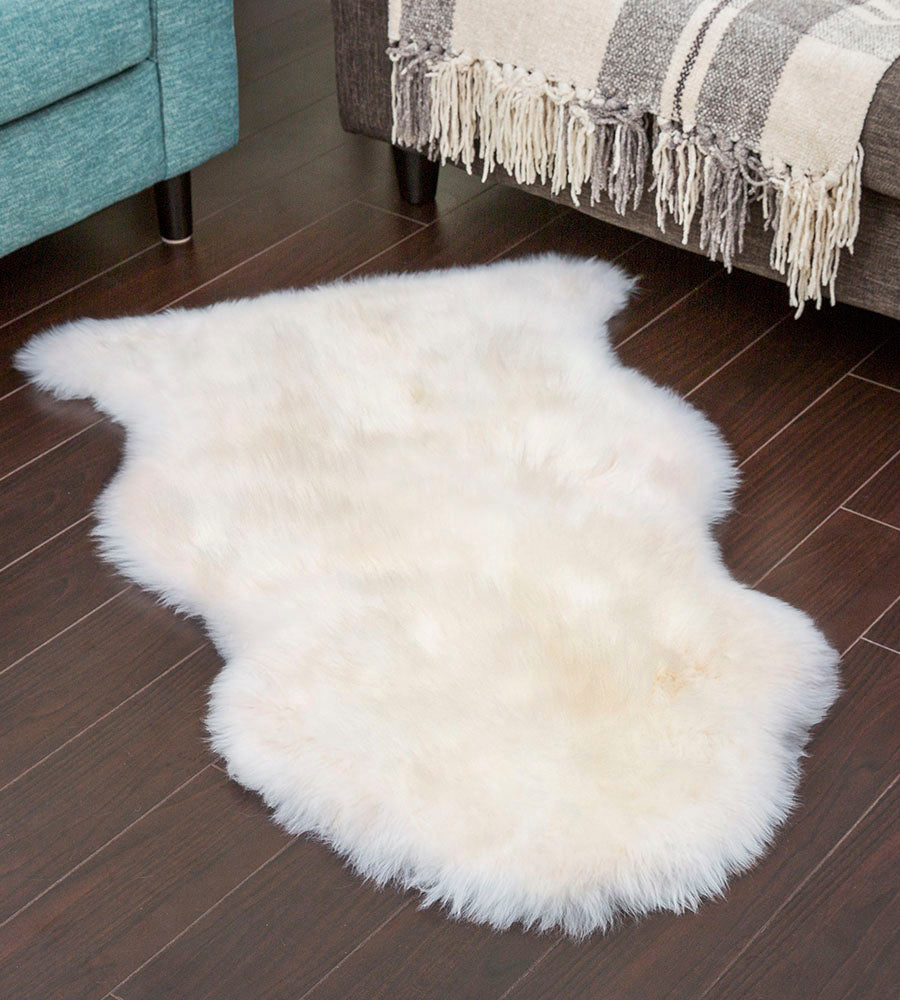 Ivory Sheepskin Rug, Large 3.5ft Natural Shearling Hide