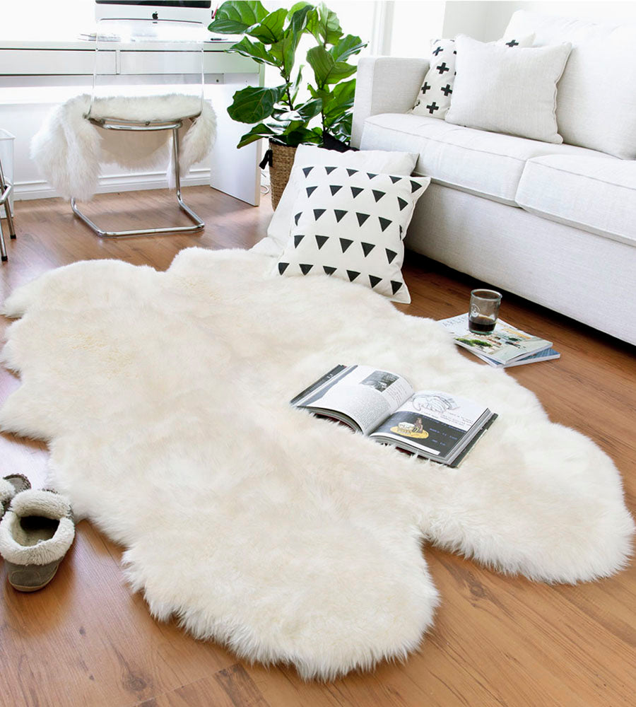 White clearance sheepskin throw