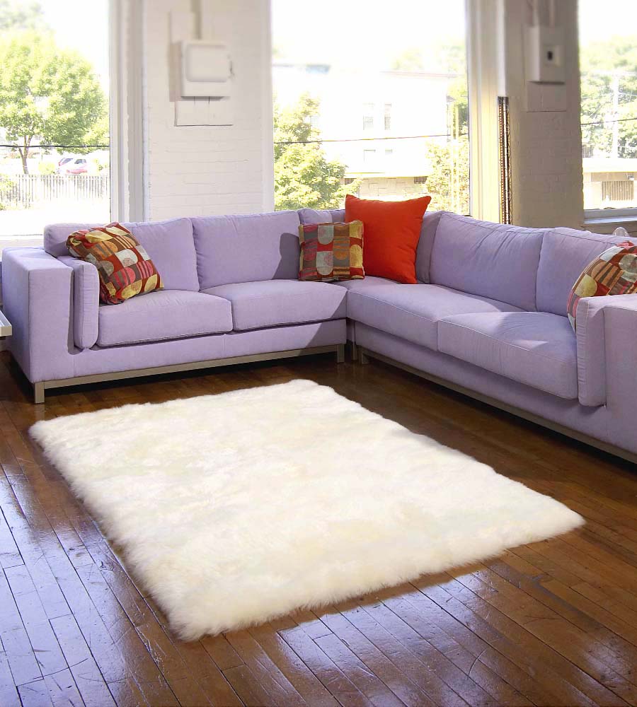 Rectangle 3x5 Ivory Wool Sheepskin Floor Rug | SheepskinShop.com
