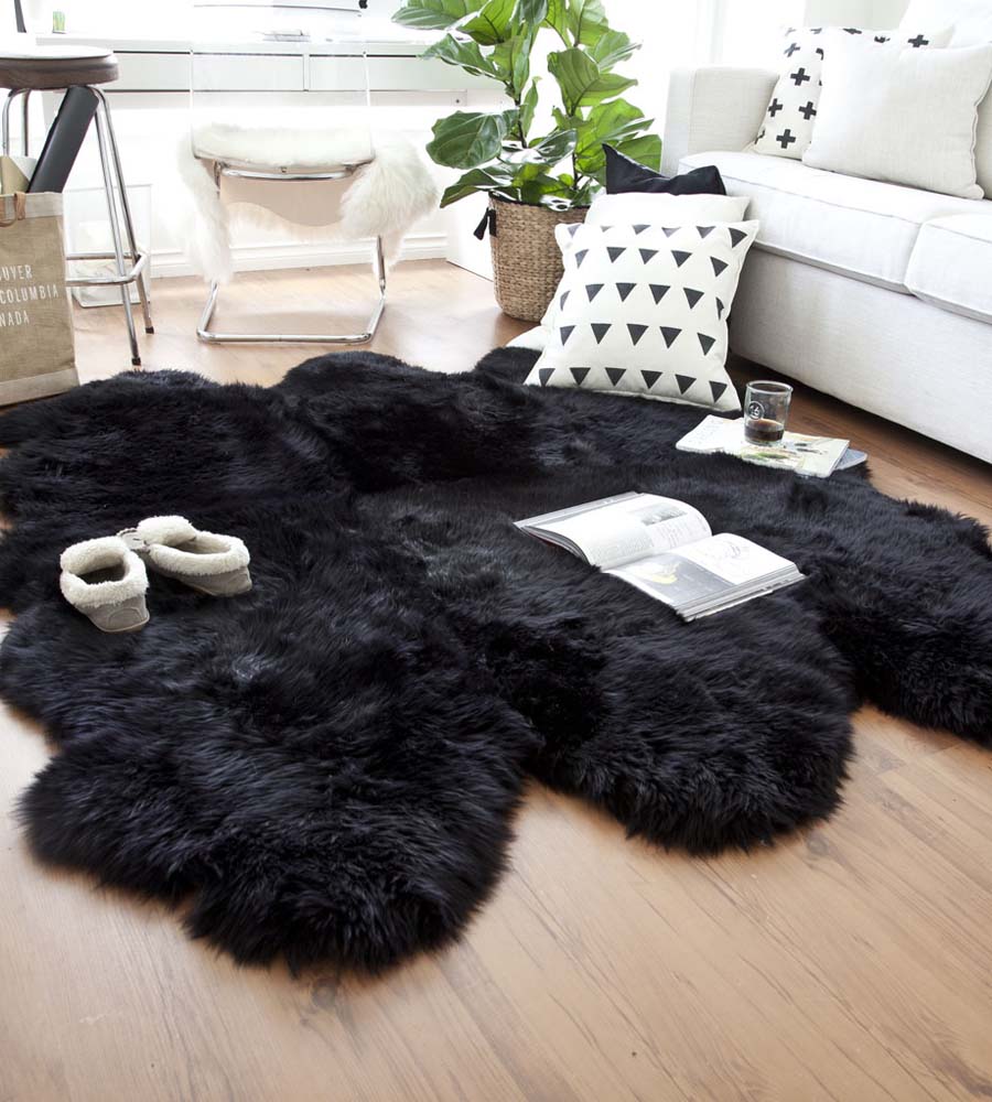 Black sheepskin on sale throw