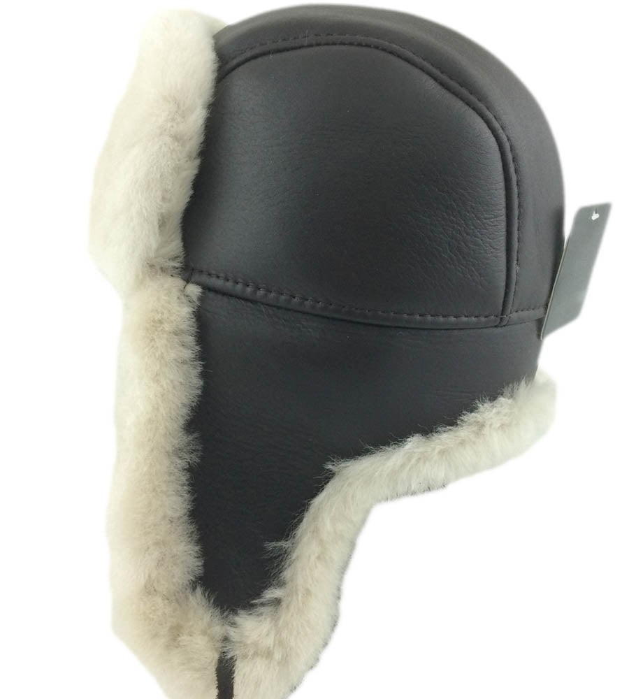 Shearling B3 Bomber Hat | Brown Sheepskin & Cream Wool XX-Large