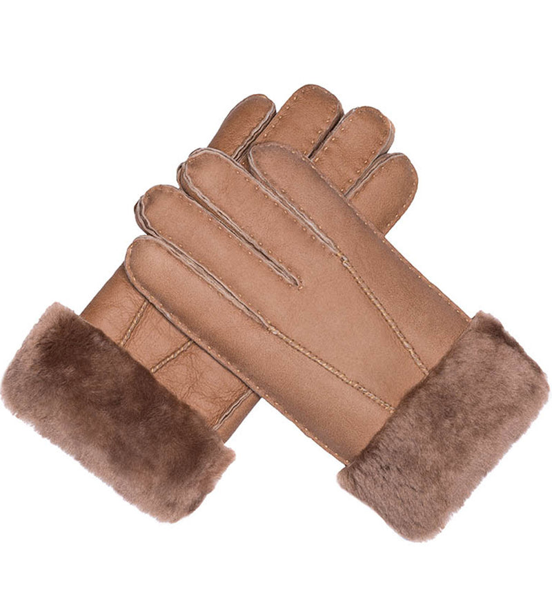 Ladies Sheepskin Gloves - Medium Brown