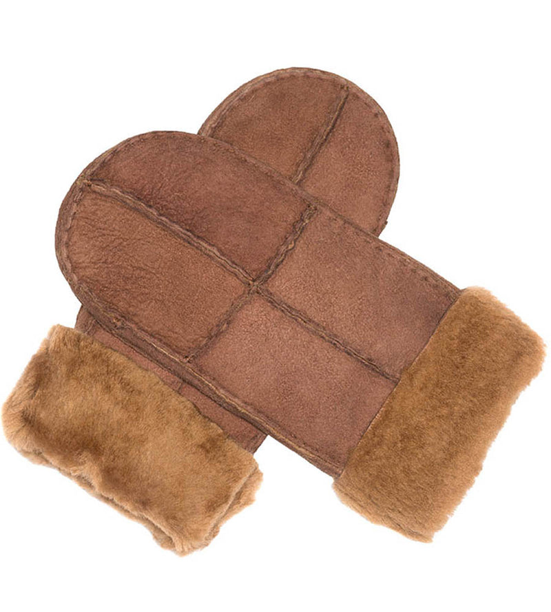 Ladies Sheepskin Mittens - Medium Brown